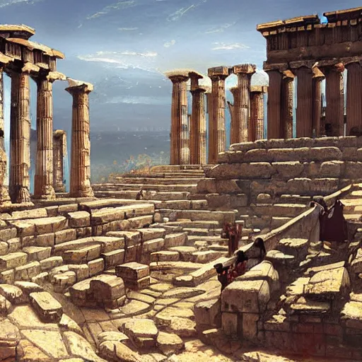 Image similar to Ancient Greek Polis in the past by Greg Rutkowski