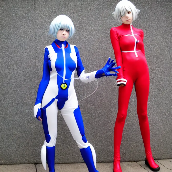 Cosplay photography of Anya Taylor Joy as Rei Ayanami