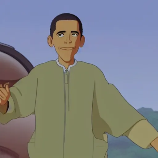 Image similar to Film still of Barack Obama, from Spirited Away (Studio Ghibli anime from 2001)