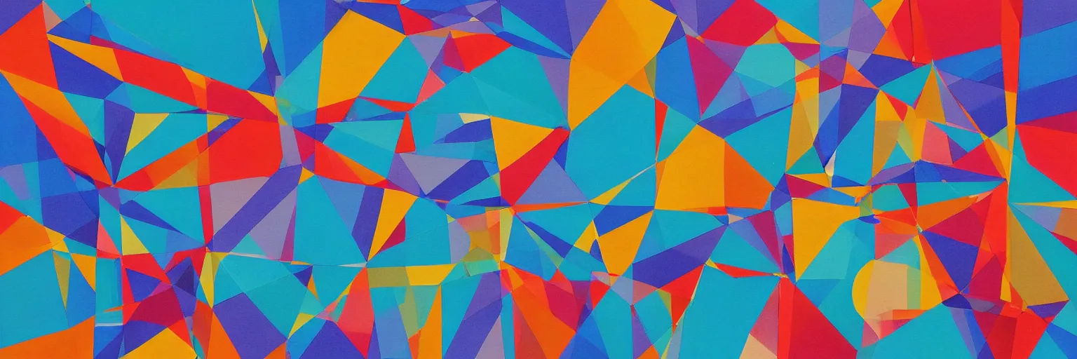 Image similar to abstract landscape, Mural, Hyperprism, Geometric, Polygonal