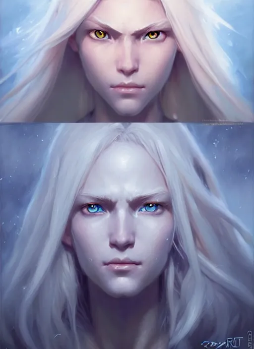 Prompt: a fantasy style portrait painting of shy white female paladin with blonde hair and blue eyes shy, scar under left eye, holy oil painting unreal 5 daz. rpg portrait extremely detailed artgerm greg rutkowski _ greg