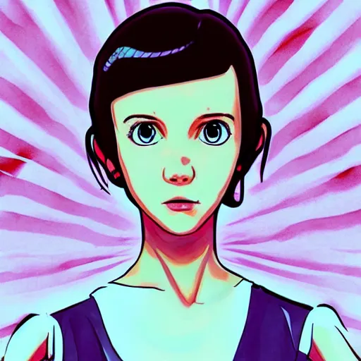 Image similar to portrait of millie bobby brown in an anime style