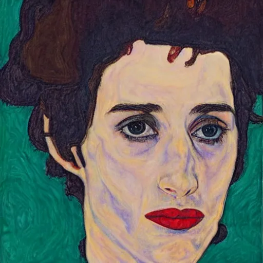 Image similar to winona Ryder in the style of egon schiele