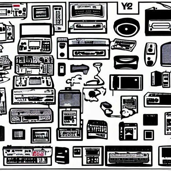 Image similar to 9 0 s clipart collage of y 2 k objects, macpaint, hyper colourful