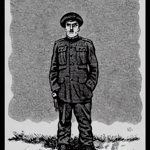 Image similar to portrait still of a ww 1 army surgeon, art style by edward gorey,