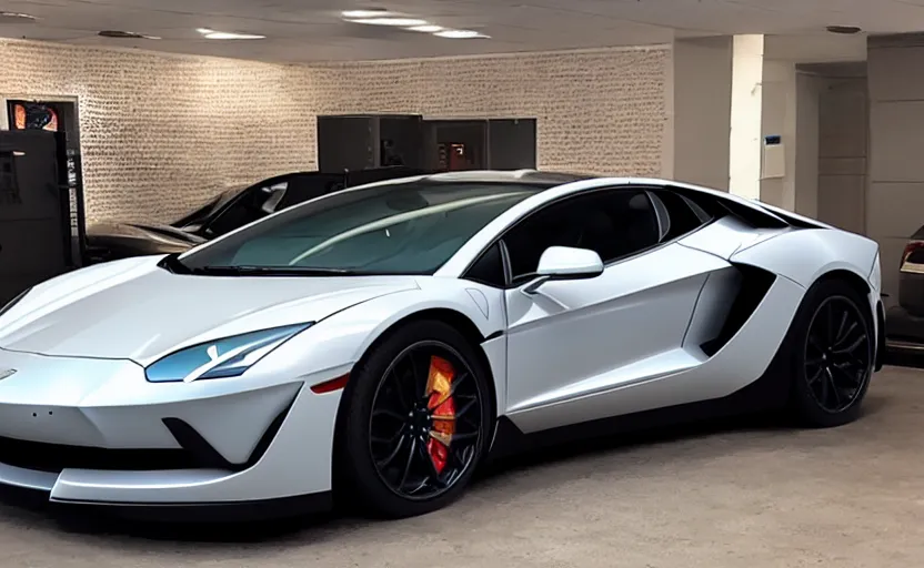 Image similar to telsa model 3 aventador mixed