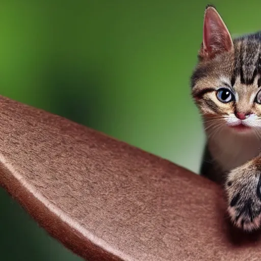 Prompt: photo of world's smallest cat the size of a honeybee, bee with the face of a cat