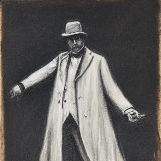 Prompt: occult detective by alfred stevens in charcoal