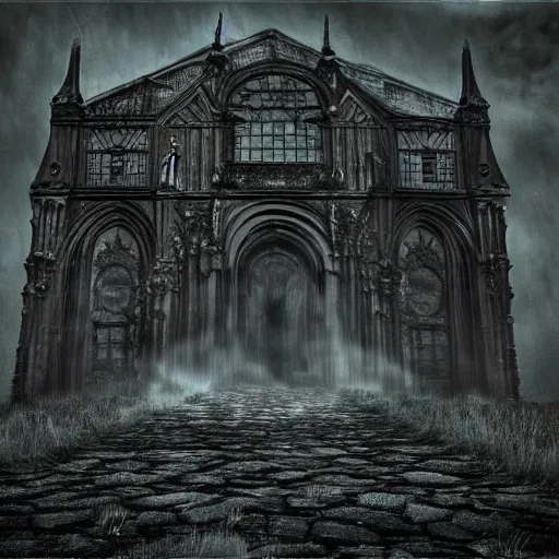 Image similar to The Void, gothic art, color, eerie, horror, scary, ominous, 8k, highly detailed