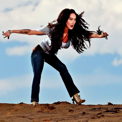 Image similar to megan fox flying through in the sky