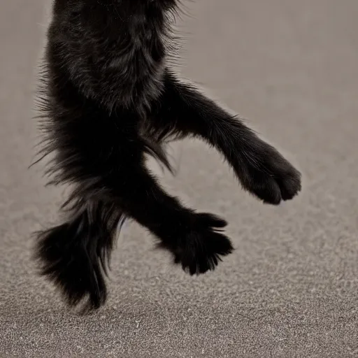 Prompt: a detailed photo of a black cat dancing in high heels