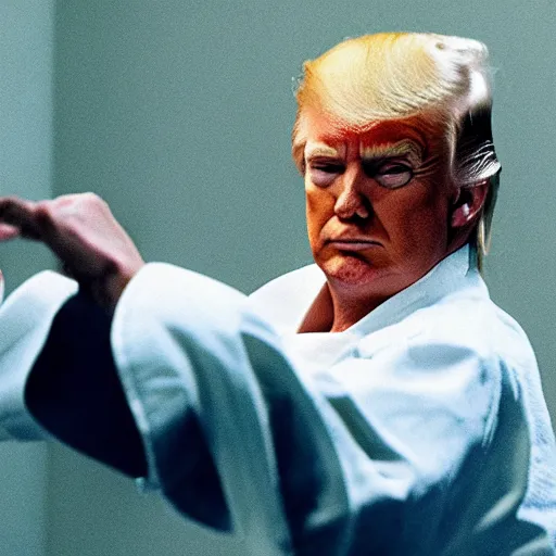 Prompt: still of donald trump as the karate kid