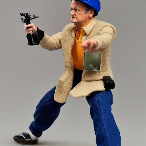 Prompt: action figure of bill murray, product shot