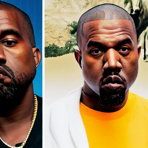 Image similar to kanye west and walter white and kendrick lamar and denzel curry all posing