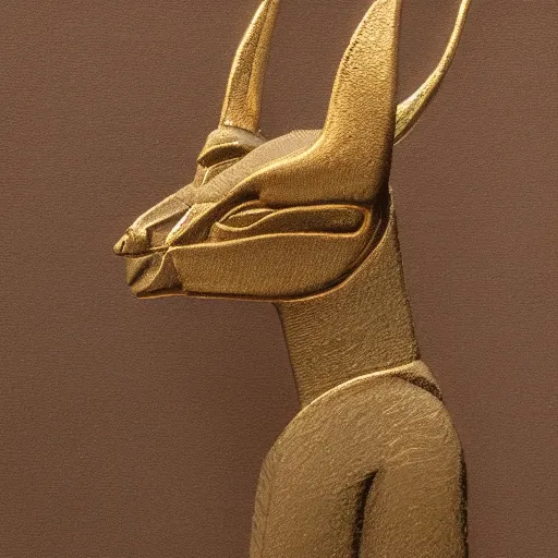 Prompt: Anubis, back and gold detail