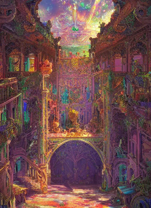 Image similar to sadness palace, artstation, ultradetailed, digital Painting, by James gurney and Pipilotti Rist