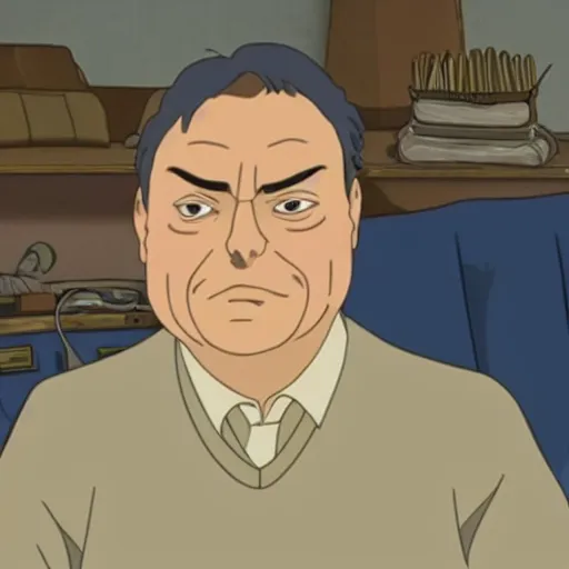 Prompt: viktor orban in a studio ghibli movie, screenshot