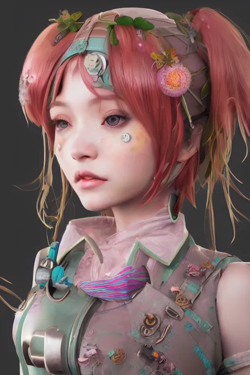 Image similar to solarpunk girl kawaii, ultra realistic, concept art, intricate details, highly detailed, photorealistic, octane render, 8 k