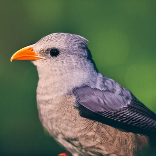 Prompt: a bird wearing headphones