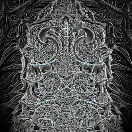 Prompt: a beautiful 3 d stone carving of an intricate mandelbrot fractal cathedral populated by fractals by android jones, carved soap, white color scheme, unreal engine, volumetric lighting, dynamic lighting, bright, dramatic lighting, high contrast, carved marble, opalescent, sacred geometry, religious, angelic, catholicpunk, stark, trending on artstation