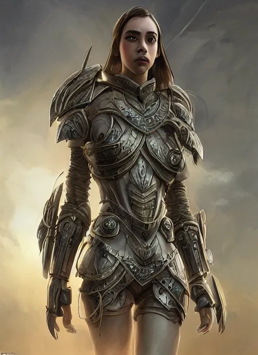 Image similar to a professional portrait of a beautiful young female, clothed in ethereal battle armor, olive skin, long dark hair, beautiful bone structure, symmetrical facial features, intricate, elegant, digital painting, concept art, smooth, sharp focus, finely detailed, illustration, from Valerian and the City of a Thousand Planets, in the style of Ruan Jia and Mandy Jurgens and Artgerm and Greg Rutkowski and William-Adolphe Bouguerea