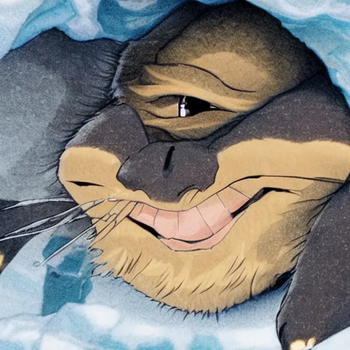 Image similar to key anime visual portrait of a anthro turtle furry with beautiful eyes, wearing furs, ice cave, official modern animation