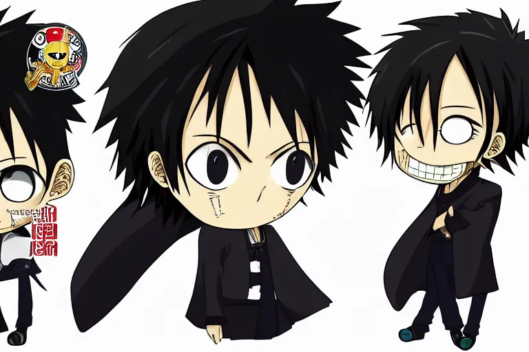 Image similar to hijikata toushirou, chibi, anime, short black hair, one piece