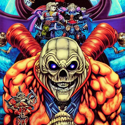 Image similar to portrait of crazy he - man skeletor, symmetrical, by yoichi hatakenaka, masamune shirow, josan gonzales and dan mumford, ayami kojima, takato yamamoto, barclay shaw, karol bak, yukito kishiro