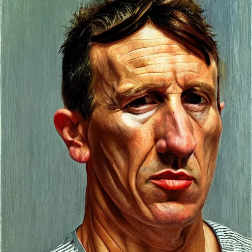 Image similar to high quality high detail painting by lucian freud, hd, trent reznor portrait