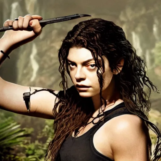 Prompt: lorde as lara croft