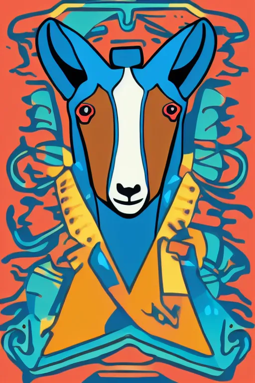 Image similar to Portrait of a goat that is a drug dealer, sticker, andromorphic, colorful, illustration, highly detailed, simple, smooth and clean vector curves, no jagged lines, vector art, smooth