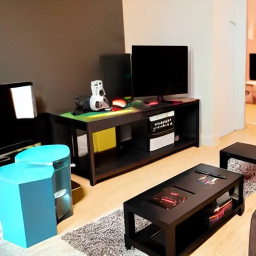 Image similar to a well furnished apartment for gamer