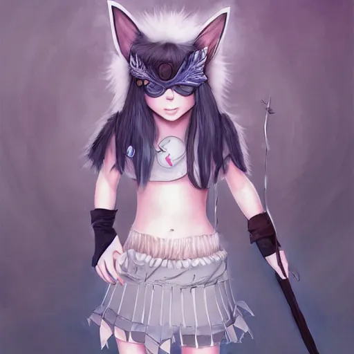 Prompt: masked boy with cat ears and tail wearing a skirt, fantasy artwork, award winning, hyper detailed, ghibli, very very very very very very very very very very very very very very very very very beautiful, studio lighting, artstation