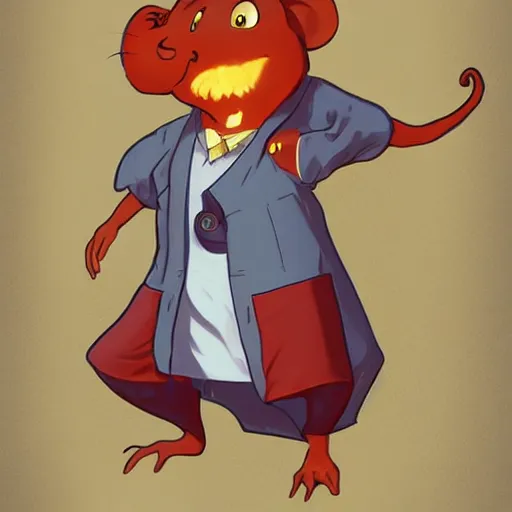 Image similar to anthropomorphic mouse in the lab coat catsing fireball, pixar style, concept art, character turnaround, trending on artstation, childrens illustrated storybook, by alphonse mucha and cory loftis and matthias lechner