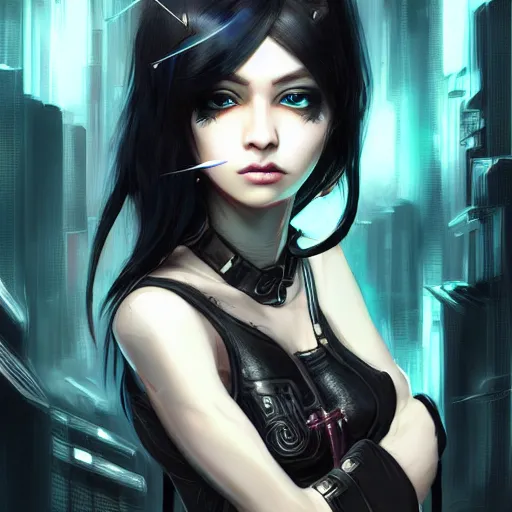 Image similar to teen elf, cyberpunk, knife, black hair, gorgeous, amazing, elegant, intricate, highly detailed, digital painting, artstation, concept art, sharp focus, illustration, art by ross tran