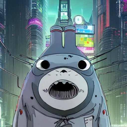 Image similar to cyberpunk Totoro