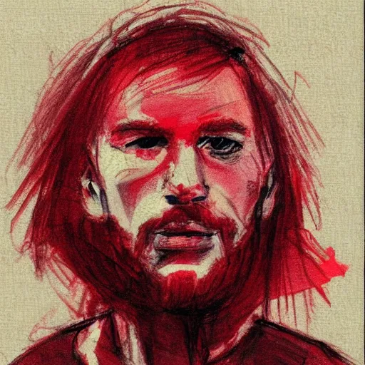 Image similar to a red headed man, sketch, art, portrait,