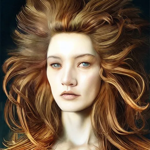 Image similar to portrait, headshot, insanely nice hair style, dramatic hair color, digital painting, of a old 17th century, old cyborg merchant, amber jewels, baroque, ornate clothing, scifi, realistic, hyperdetailed, chiaroscuro, concept art, art by Franz Hals and Jon Foster and Ayami Kojima and Amano and Karol Bak,