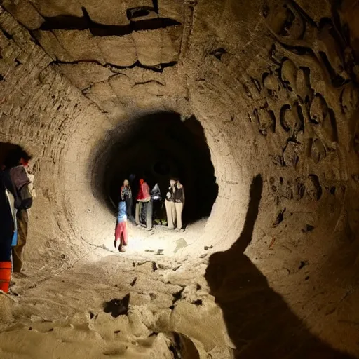 Image similar to Humans discovering an ancient city underground