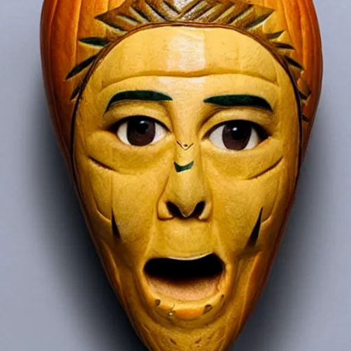Image similar to gourd carved to look like the face of amber heard