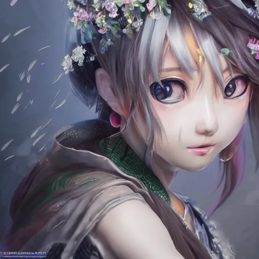 Image similar to dynamic composition, motion, ultra-detailed, incredibly detailed, a lot of details, amazing fine details and brush strokes, colorful and grayish palette, smooth, HD semirealistic anime CG concept art digital painting, watercolor oil painting of a young C-Pop idol girl, by a Chinese artist at ArtStation, by Huang Guangjian, Fenghua Zhong, Ruan Jia, Xin Jin and Wei Chang. Realistic artwork of a Chinese videogame, gradients, gentle an harmonic grayish colors.