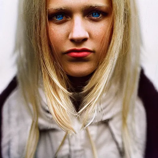 Prompt: Kodak Portra 400, 8K, highly detailed, britt marling style 3/4 symmetrical photographic Close-up face of a extreme pretty girl with blond hair and freakles, Hasselblad X1D-50C,no fingers in the photo, medium format, soft light