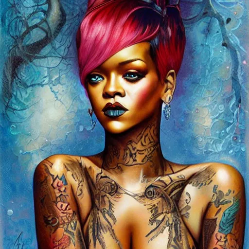 Image similar to Rihanna full body portrait by Karol Bak and jeremiah ketner