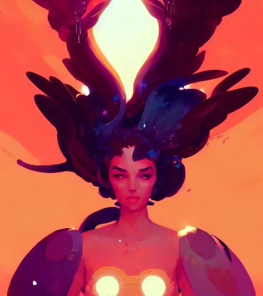 Image similar to portrait of a beautiful phoenix queen in complex and shiny dress by ross tran and atey ghailan, by greg rutkowski, by greg tocchini, by james gilleard, by joe fenton, by kaethe butcher, dynamic lighting, grunge aesthetic