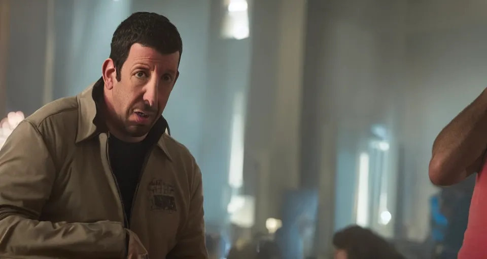 Image similar to Adam Sandler in Uncut Gems (2019), A24 cinematography 4k, cinematic film still