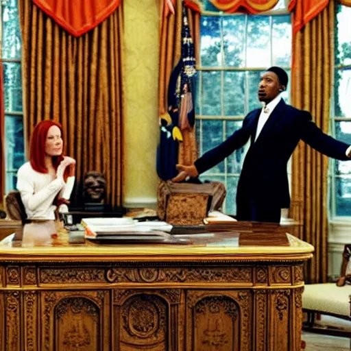 Image similar to Jen Psaki and Tupac Shakur acting fools high on LEAN in the oval office , Photograph By Rineke Dijkstra; by Yoichi Okamoto