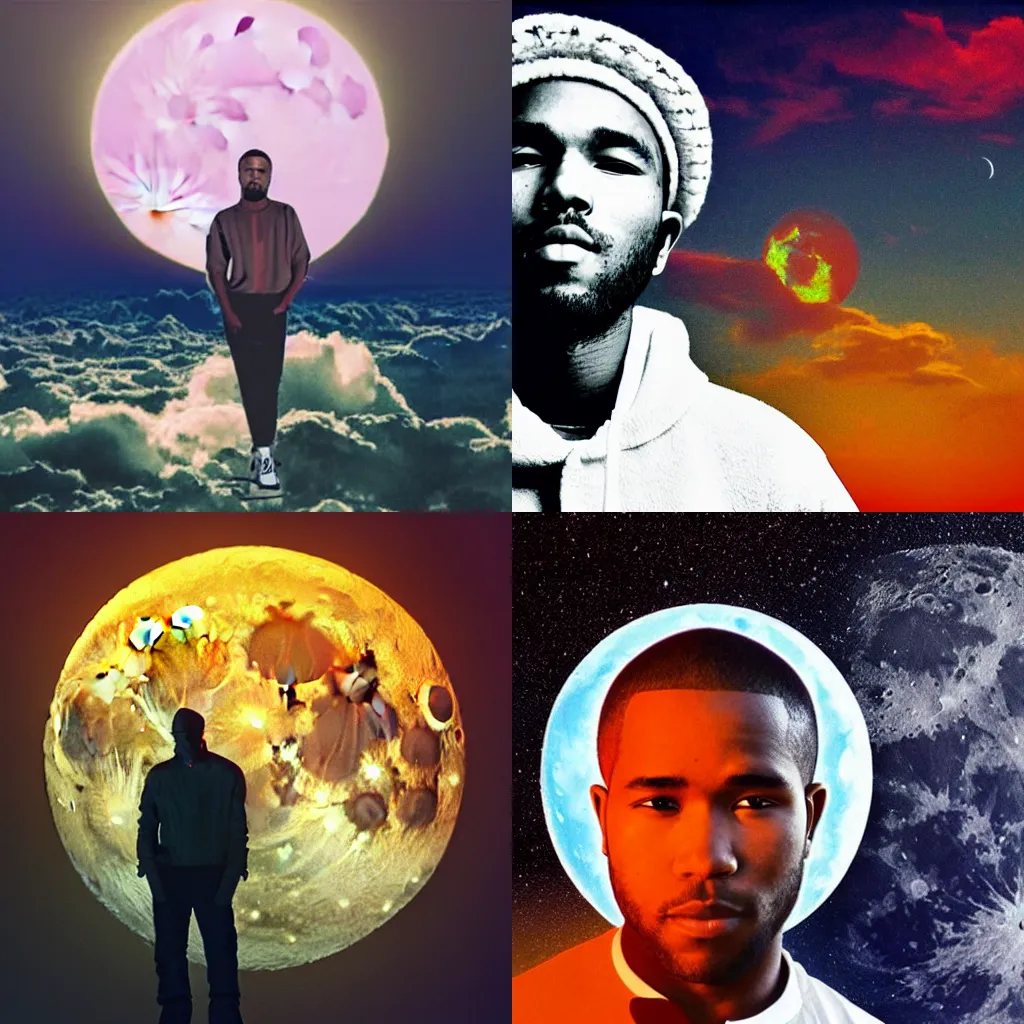 Prompt: badly photoshoped frank ocean in the moon