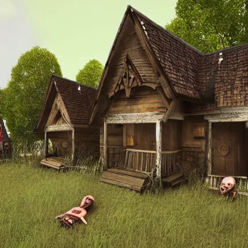 Image similar to Village render horror