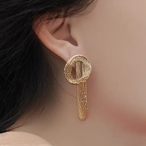 Image similar to “minimalistic beautiful surprising unusual abstract asymmetric earring design”