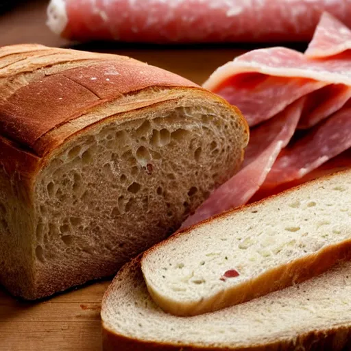 Image similar to slice of bread with salami